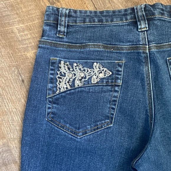 VNTG COS JEANS FLARE LEG W/EMBELLISHED RHINESTONE DETAILING MID RISE STRETCH - Picture 6 of 11
